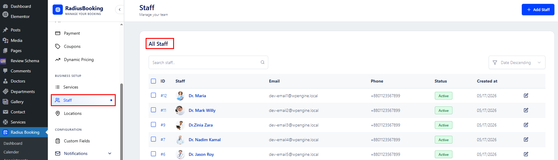 All Staff Page